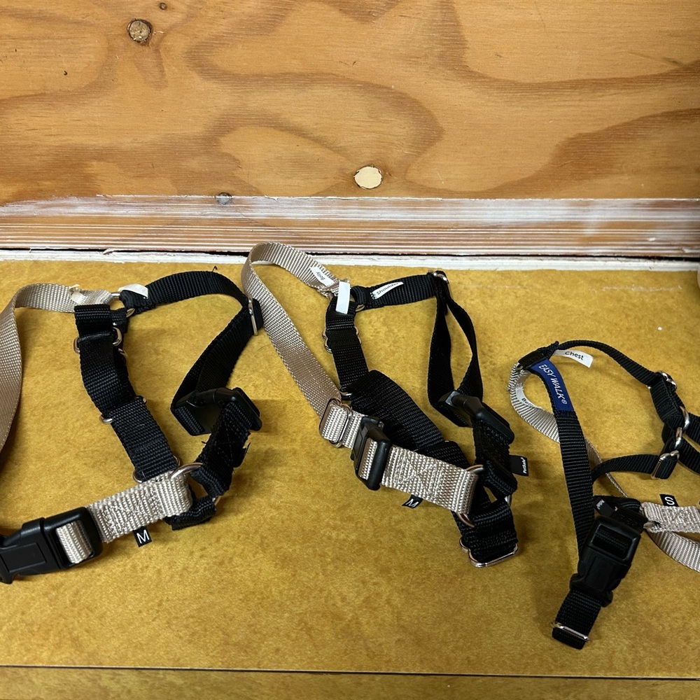 Adjustable Black and Tan Dog Harnesses (2 M & 1 S)